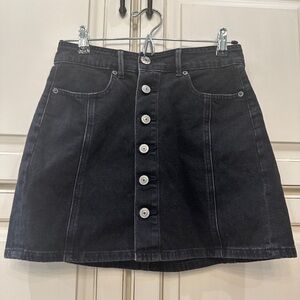 American Eagle Outfitters Black Button-Front Mini Skirt